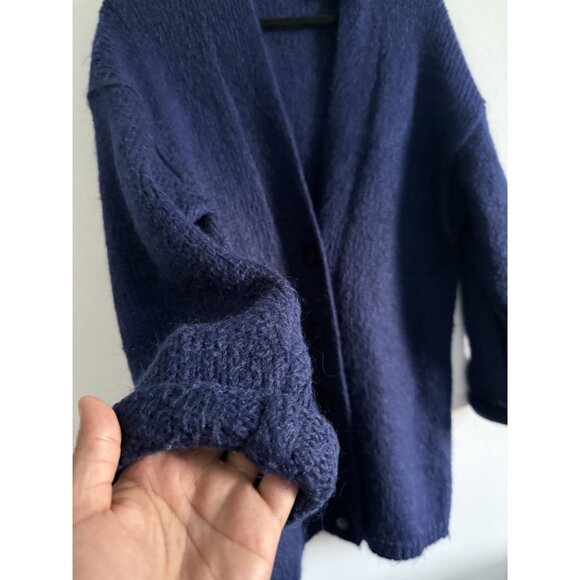 Vintage Northern Isles Mohair Acrylic Blend Blue Cardigan Size 1X Cottagecore - Picture 3 of 6